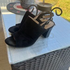 Exelle Black Suede Slingback Heels